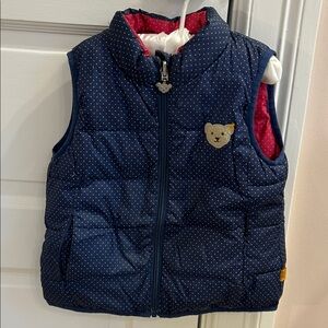 Navy Blue Polka Dot Kids Vest with Bear Patch